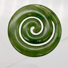 Load image into Gallery viewer, Carved! Lush Green Jade Koru Spiral Pendant Bead | 38x4mm |
