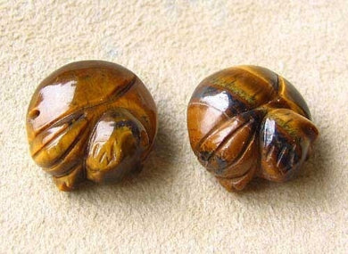Cozy Kitty Cat 2 Carved Tigereye Cat Beads | 17x16x8mm | Golden Brown - PremiumBead Primary Image 1