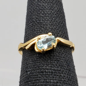 Natural Oval Aquamarine Solid 14Kt Yellow Gold Solitaire Ring Size 6 9982M - PremiumBead Alternate Image 6