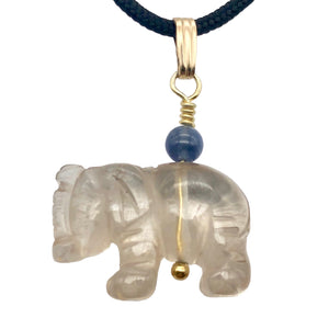 Smoky Quartz Carved Elephant 14Kgf Pendant |20x16x9mm (Elephant) 4mm (Bail ) |