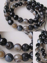 Load image into Gallery viewer, Black and White Sardonyx Faceted 7.5mm Round &quot;Eye&quot; Bead Strand 110275 - PremiumBead Alternate Image 3
