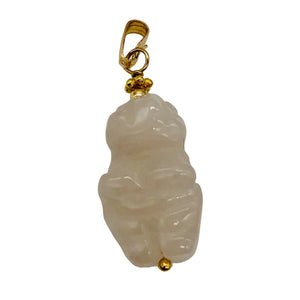 Rose Quartz Goddess Pendant Necklace | Semi Precious Stone Jewelry | 14k gf
