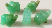 Load image into Gallery viewer, Cute 2 Chrysoprase Carved Elephant Beads | 15x10x7mm | Green - PremiumBead Primary Image 1
