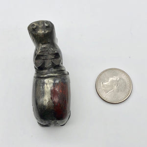 Hematite and Jasper Hippopotamus Figurine | 60x38x24mm | Graphite/Red | 89.9g - PremiumBead Alternate Image 9
