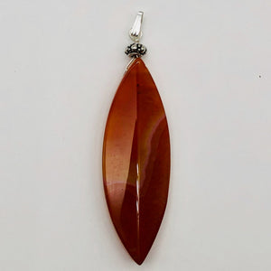 Sardonyx Sterling Silver Marquis Briolette Pendant | 2 3/4" Long | Red | 1 ea |