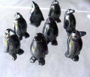 March of The Penguins 2 Carved Hematite Beads | 21x12x11mm | Silver black - PremiumBead Alternate Image 2