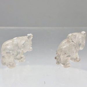 2 Wild Hand Carved Clear Quartz Elephant Beads | 22.5x21x10mm | Clear - PremiumBead Alternate Image 4