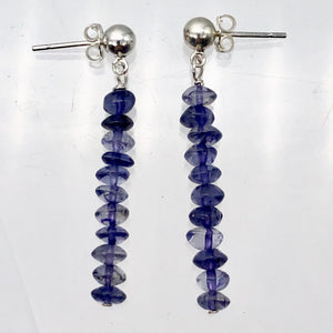 Vibrant Faceted Iolite Dangling Post Earrings | Sterling Silver | 1 3/4" Long |