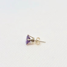 Load image into Gallery viewer, February 7mm Lab Amethyst &amp; Sterling Silver Earrings 9780B - PremiumBead Alternate Image 2

