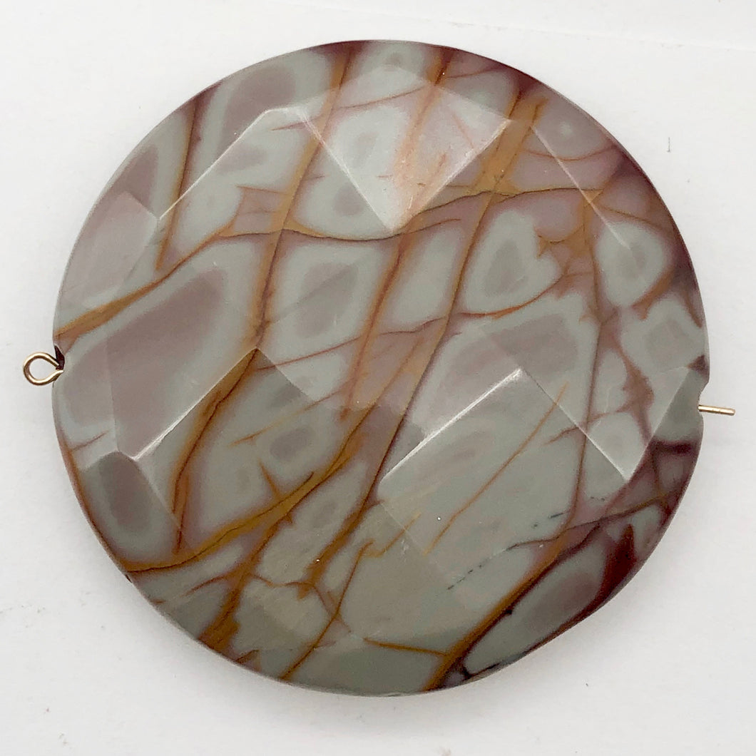 Picture Jasper Round Coin Pendant Bead | 50mm x 10mm | 1 Bead |