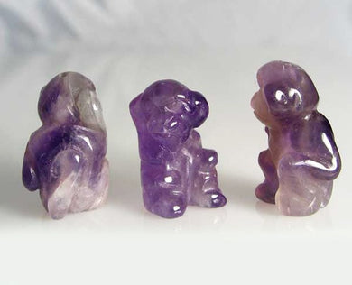 Swingin 2 Carved Amethyst Monkey Beads | 20.5x12x11mm | Purple - PremiumBead Primary Image 1