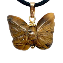 Load image into Gallery viewer, Tiger Eye Butterfly Pendant Necklace|Semi Precious Stone Jewelry |14k gf Pendant
