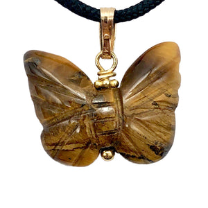 Tiger Eye Butterfly Pendant Necklace|Semi Precious Stone Jewelry |14k gf Pendant