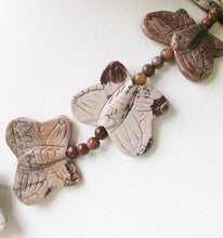 Load image into Gallery viewer, Carved 2 Apache Jasper Butterfly Beads | 30x23x7mm | Grey and brown - PremiumBead Alternate Image 2
