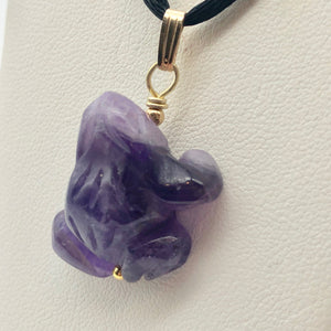 Amethyst Frog Pendant Necklace | Semi Precious Stone Jewelry | 14k Pendant - PremiumBead Alternate Image 4
