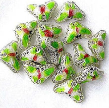 Load image into Gallery viewer, 5 Spring Green Cloisonne Butterfly Pendant Beads 008635A - PremiumBead Alternate Image 2
