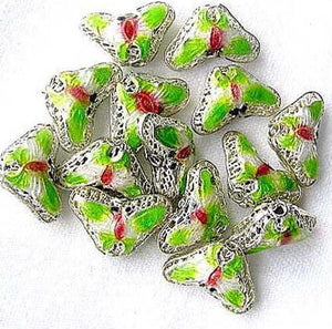 5 Spring Green Cloisonne Butterfly Pendant Beads 008635A - PremiumBead Alternate Image 2