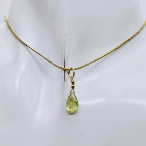 Sapphire Briolette 14K Gold Filled Pendant | 3/4" Long | Pale Green | 1 Pendant|