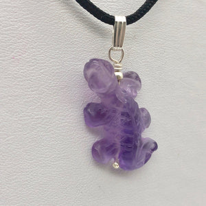 Charming Carved Natural Amethyst Lizard and Sterling Silver Pendant 509269AMS - PremiumBead Alternate Image 2