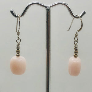 Peruvian Opal Sterling Silver Dangle Earrings | 1 1/4" Long | Pink | 1 Earrings|