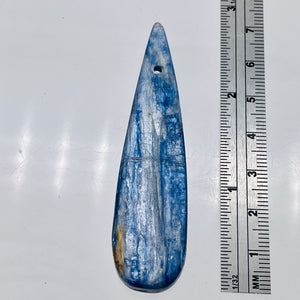 Kyanite 15.3g Teardrop Briolette Pendant Bead | 70x17x7mm | Blue Silver | 1 Bead