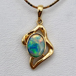 Red and Green Fine Opal Fire Flash 14K Gold Pendant - PremiumBead Alternate Image 4