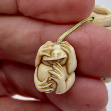 Load image into Gallery viewer, Carved/Etched No Evil Monkey | 2&quot; Long | White Brown | 3 Pendant Beads |
