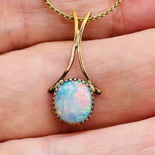 Load image into Gallery viewer, Opal 14K Gold Filled Oval Pendant | 1&quot; Long | Red/Green | 1 Pendant |
