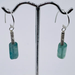 Fluorite Sterling Silver Drop/Dangle Earrings | 1 1/2" Long | Blue | 1 Pair |