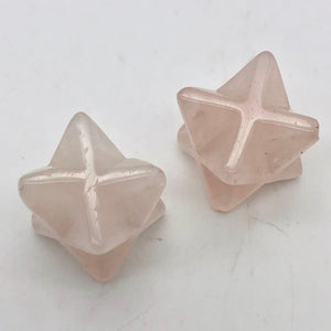 Kabbalah 2 Carved Rose Quartz Merkaba Star Beads | 25x15x15mm | Pink - PremiumBead Primary Image 1
