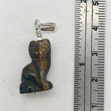 Load image into Gallery viewer, Adorable! Hand Carved Tigereye Cat Sterling Silver Pendant - PremiumBead Primary Image 1
