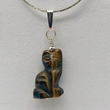 Load image into Gallery viewer, Adorable! Hand Carved Tigereye Cat Sterling Silver Pendant - PremiumBead Alternate Image 4
