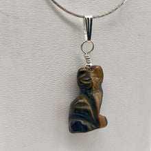 Load image into Gallery viewer, Adorable! Hand Carved Tigereye Cat Sterling Silver Pendant - PremiumBead Alternate Image 5

