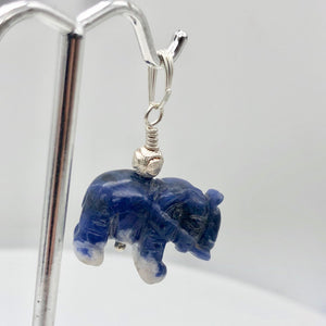 Hand Carved Sodalite Elephant Sterling Silver Pendant | 21x16x8mm| 1 1/4" long| - PremiumBead Primary Image 1