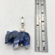 Load image into Gallery viewer, Hand Carved Sodalite Elephant Sterling Silver Pendant | 21x16x8mm| 1 1/4&quot; long| - PremiumBead Alternate Image 5
