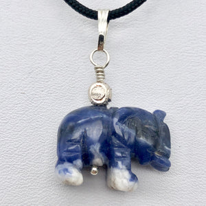 Hand Carved Sodalite Elephant Sterling Silver Pendant | 21x16x8mm| 1 1/4" long| - PremiumBead Alternate Image 6