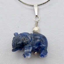 Load image into Gallery viewer, Hand Carved Sodalite Elephant Sterling Silver Pendant | 21x16x8mm| 1 1/4&quot; long| - PremiumBead Alternate Image 7
