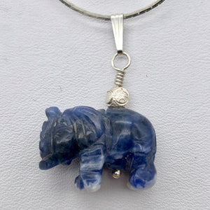 Hand Carved Sodalite Elephant Sterling Silver Pendant | 21x16x8mm| 1 1/4" long| - PremiumBead Alternate Image 7