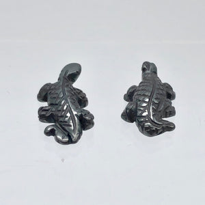 2 Carved Shiny Hematite Lizard Beads | 26x14x7mm | Graphite - PremiumBead Alternate Image 8