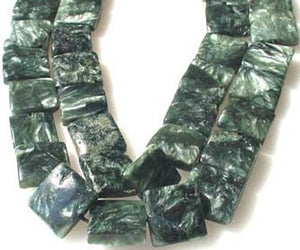 3 Russian Seraphinite 13x13mm Square Coin Beads 009576 - PremiumBead Primary Image 1