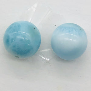 Natural Untreated Larimar Round Focal Beads | 13mm | Blue | 2 Bead(s)