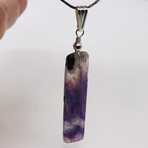 Chevron Amethyst Sterling Silver Rectangle | 3" Long | Purple/White | 1 Pendant|