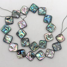 Load image into Gallery viewer, Blue Sheen Abalone 15mm Square Pendant Bead Strand - PremiumBead Alternate Image 2
