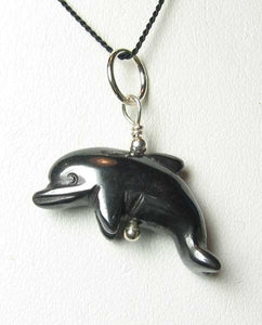 Jump! Hematite Dolphin Silver Pendant 509262HMS - PremiumBead Primary Image 1