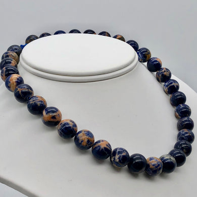 Blue Sodalite with White and Orange 12mm Round Bead Strand 110781 - PremiumBead Primary Image 1