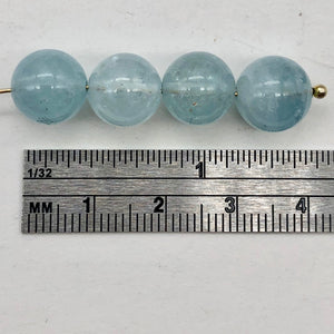 Natural Aquamarine Crystal Round Beads | 10mm | Blue | 4 Bead(s) |