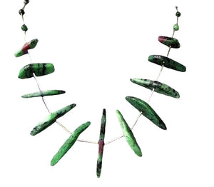Designer Ruby Zoisite Drop & 925 Sterling Silver 18-21 inch Necklace 6337