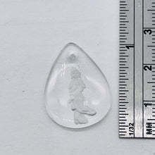 Load image into Gallery viewer, Hand Etched Quartz Quan Yin Goddess 24x18mm Pendant Bead 7987
