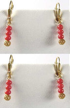 Load image into Gallery viewer, AAA Natural Ox Blood Red Coral Solid 14K Gold Earrings 302904C - PremiumBead Primary Image 1

