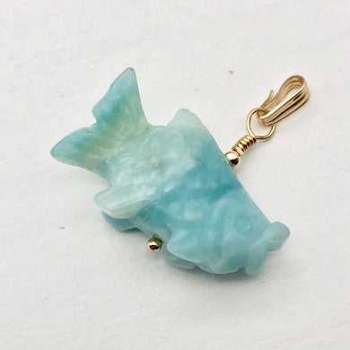 Swimmin'! Amazonite Fish Koi 14Kgf Pendant |1 1/8